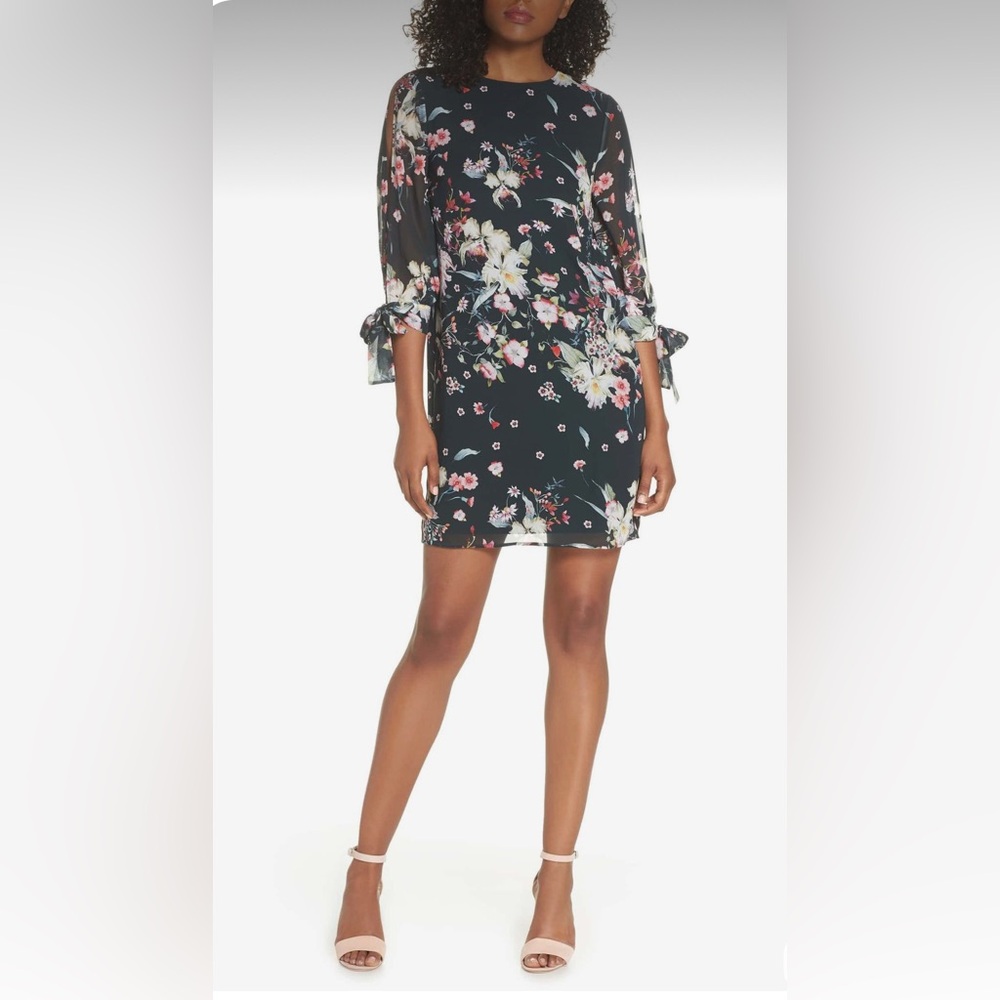 Size 2- Cooper Street Chic Black Floral Mini Dress